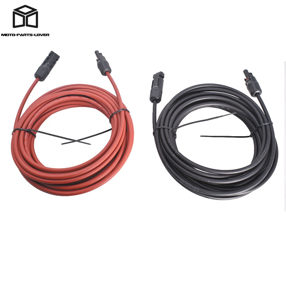 1 Pair Black + Red Wire Connector 10AWG Solar Panel Extension Cable 30 Feet