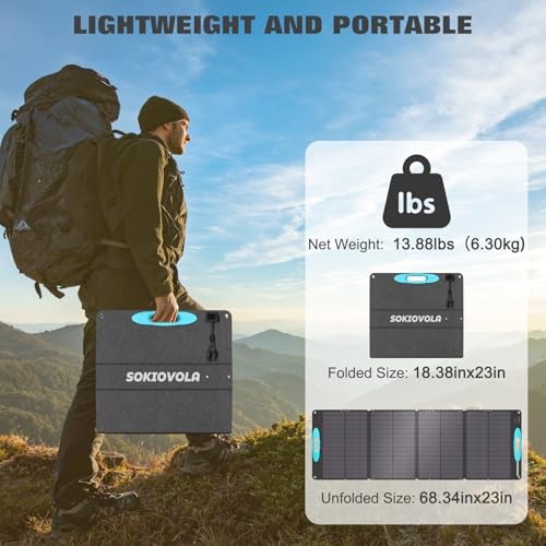 160W 18V Portable Solar Panels for Power Station,25% High Conversion 160 Blue