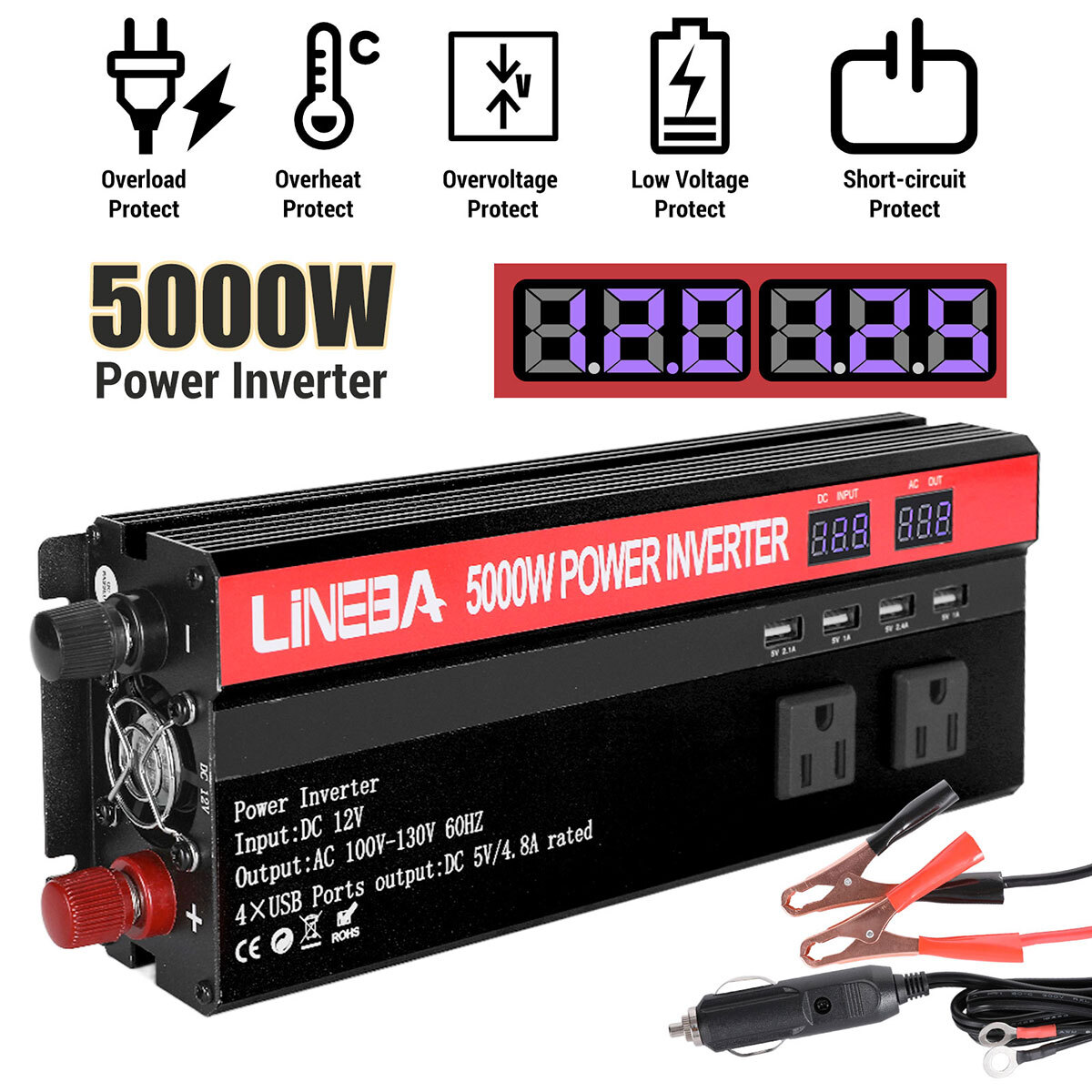 Complete 5000W Off-Grid Solar Kit 5000W Inverter 400W [4x100W] Solar Panels 110V