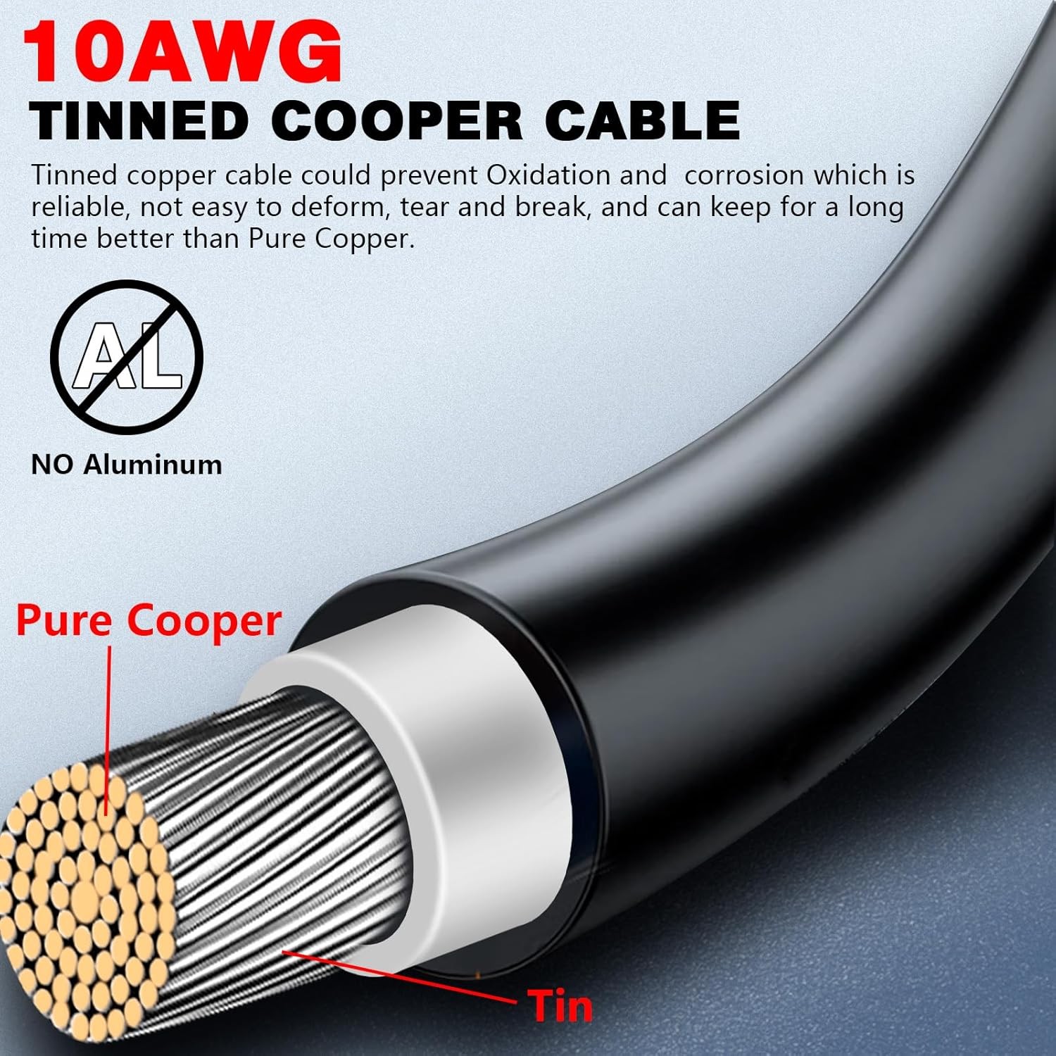 Solar Panel Cable 100FT 10AWG Red Black 2 Pack Storage