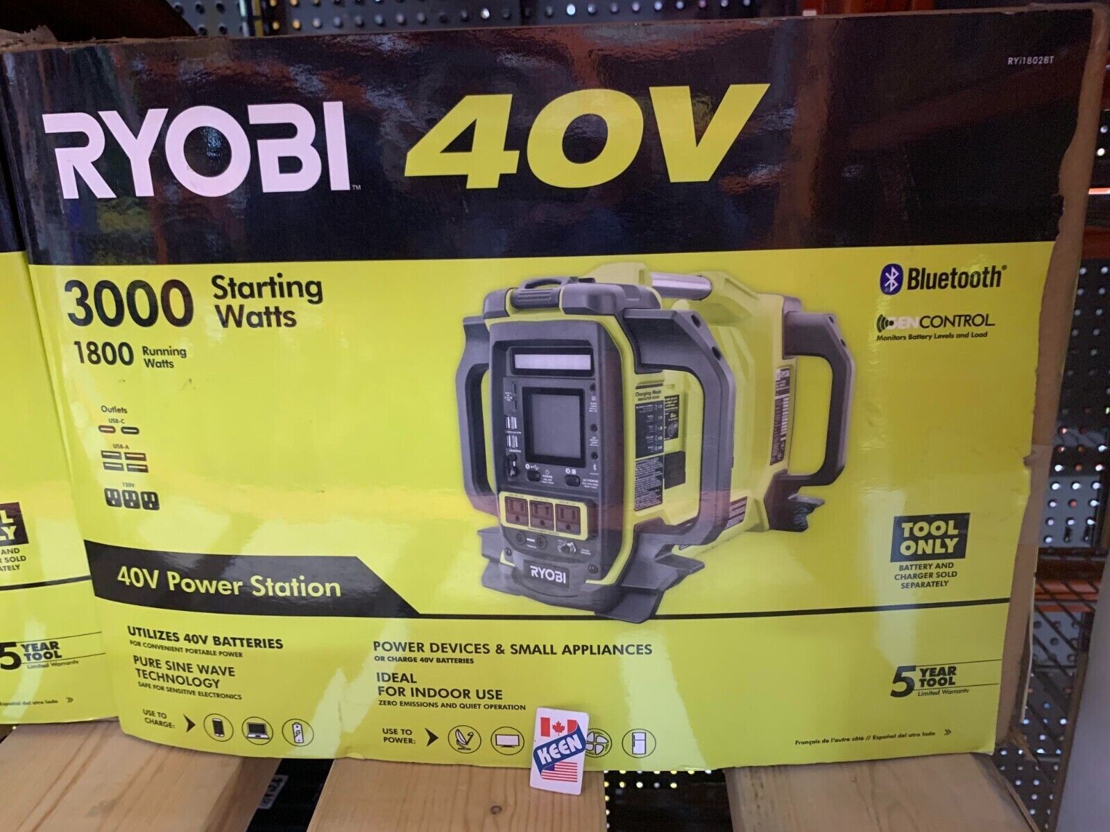 RYOBI CANADA 40V 1800-Watt Battery Inverter with Bluetooth (Tool-Only)