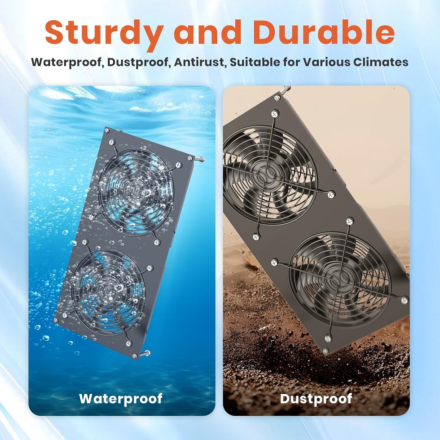 12W Solar Panel Powered Fan Kit, Dual Waterproof Fans, 2500RPM High Speed, S…