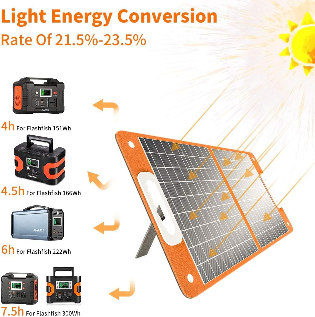 Flashfish 18V/60W Portable Solar Panel Foldable Solar Charger DC Output G8Q8