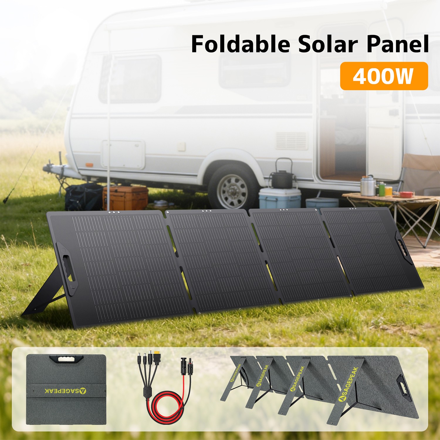 400W Portable Solar Panel ETFE Foldable Solar Charger for Power Station Charging