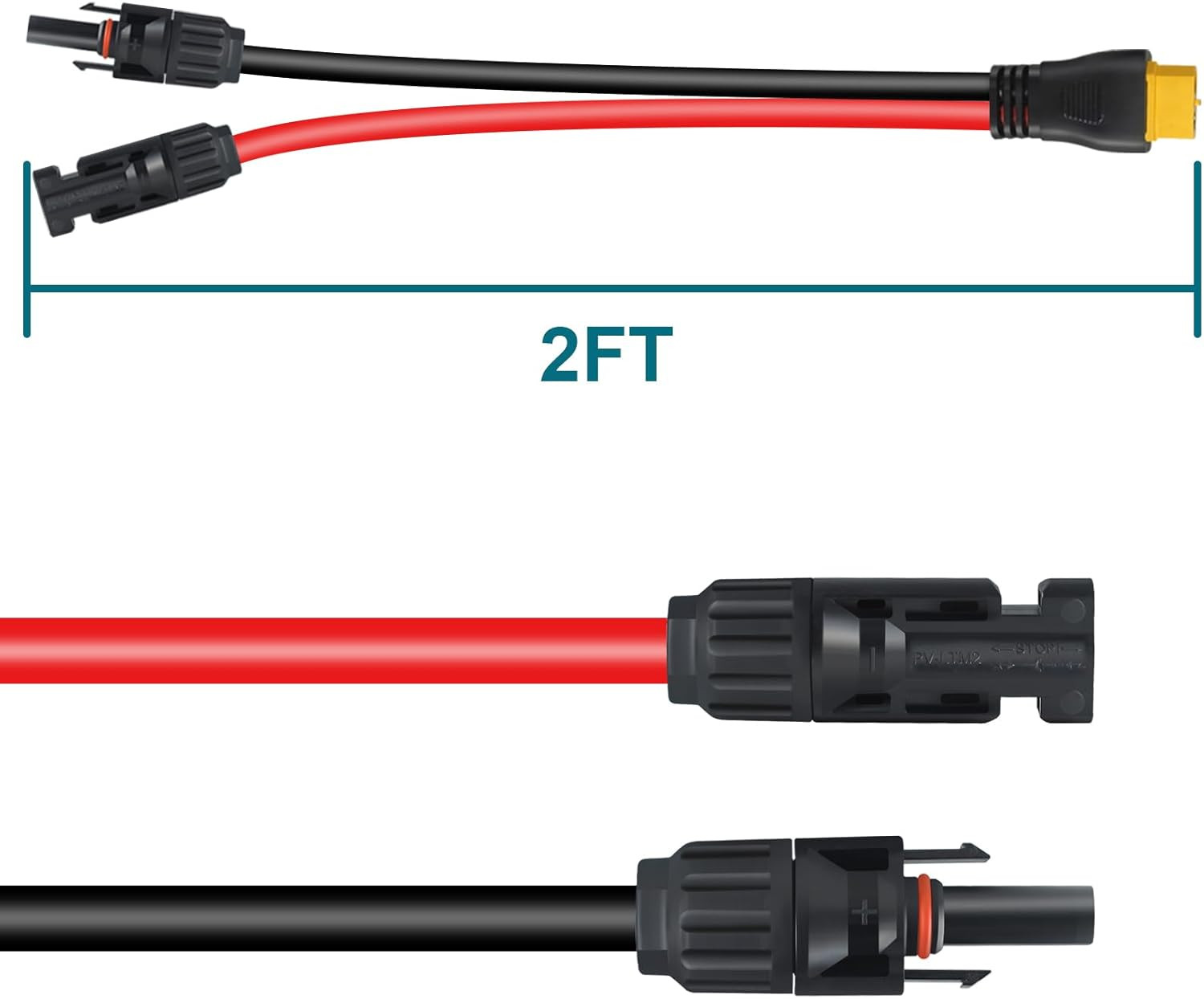 XT60 Connector, MC4 to XT60 Extension Charging Cable 2FT, Solar to XT60 Cable 10