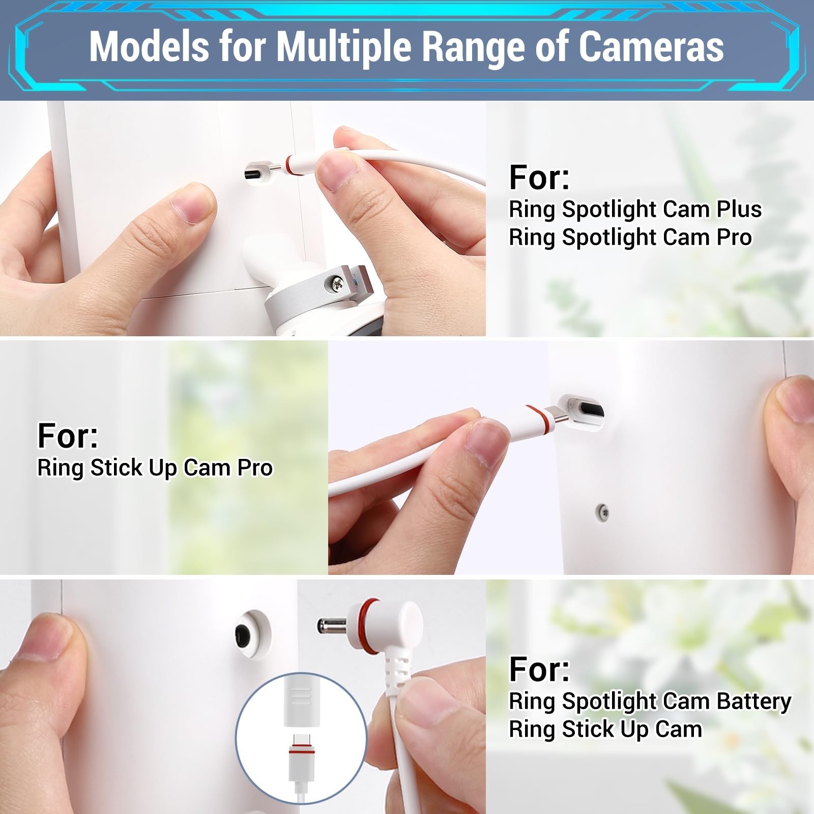 3 Pack – Solar Panel for Ring Camera, Compatible with Ring Spotlight Cam Plus…
