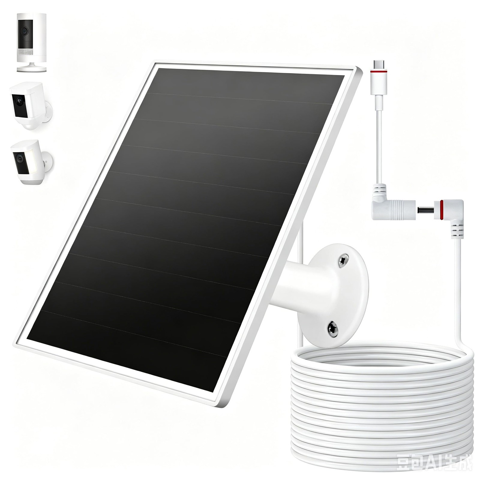 Solar Panel for Ring Camera, 6W Solar Charger with USB-C & Barrel Plug for Ri…