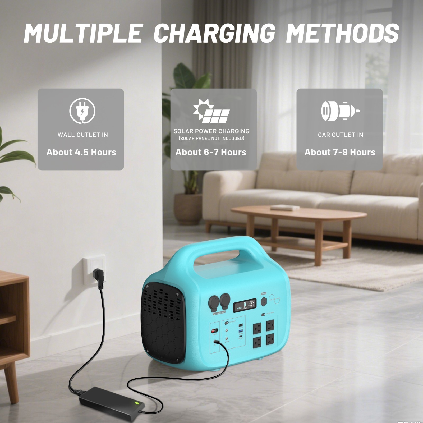 1000W Portable Power Station with 200W Solar Panel, Outdoor Power Bank Generator