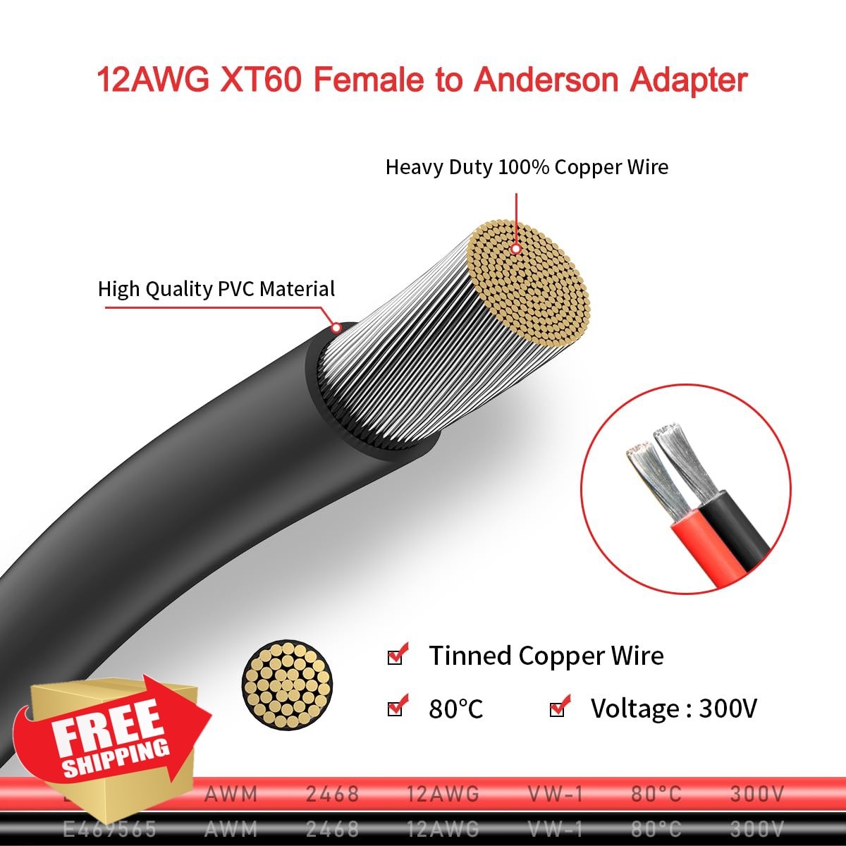 ELFCULB XT60 to Anderson 10FT 12AWG