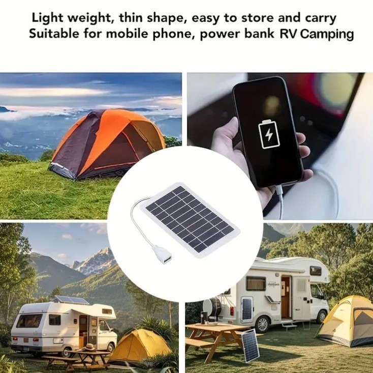 Mini Portable Solar Panel Charger 5V USB Outdoor Emergency Power For Camping