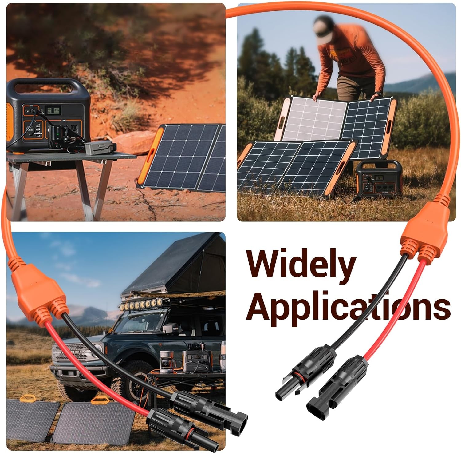 Solar Extension Cable, 14AWG Tinned Copper with Solar Panel Connectors, 12AWG Re