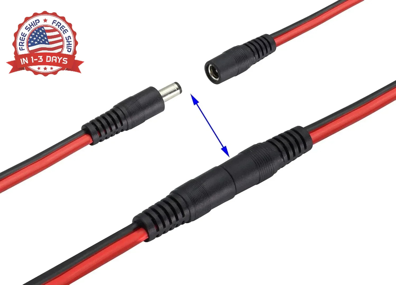 SAE Plug to DC 5.5 x 2.1mm (Female and Male) Adapter Cable with SAE Polarity Rev