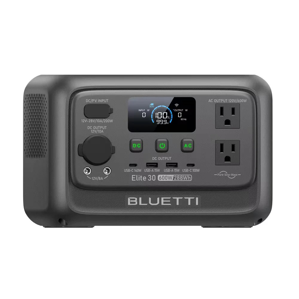 BLUETTI 600W Portable Power Station 288Wh 1500W Peak Solar Generator EL30V2