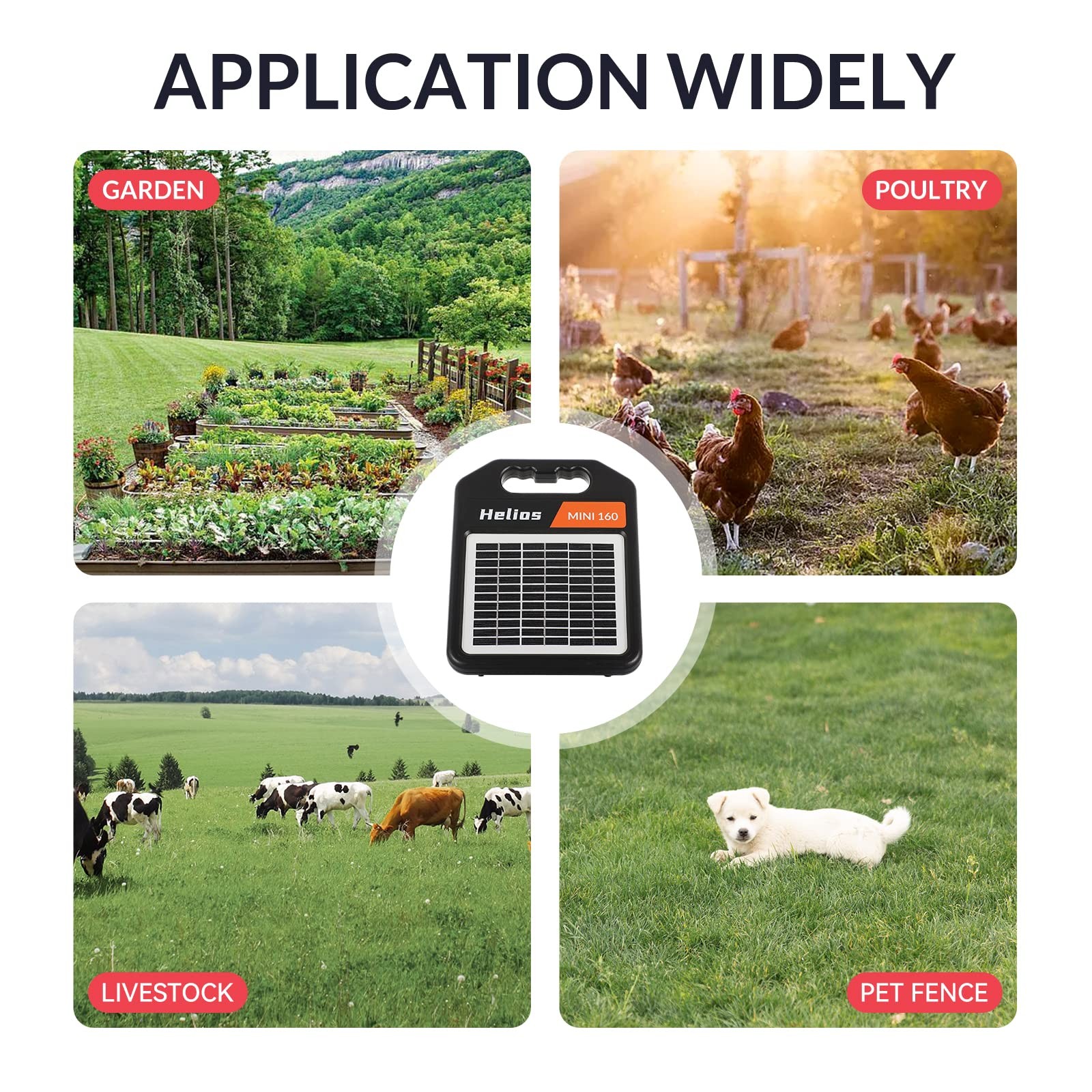 10 Miles Solar Electric Fence Charger with Day/Night Mode 0.16J Portable Solar