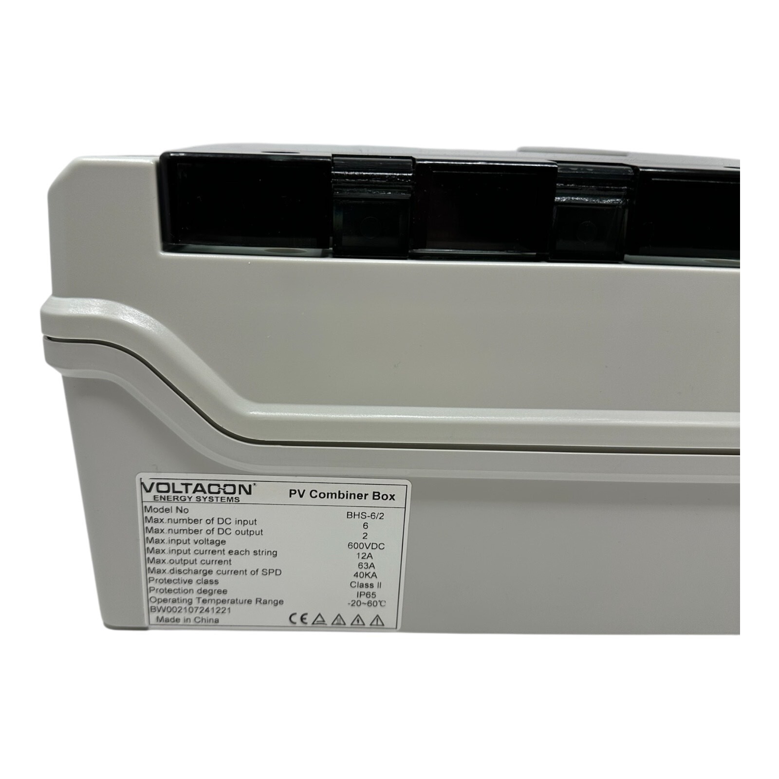 Solar PV Combiner Box 6-Way in 2-Way Out Surge Protection Fuses Waterproof