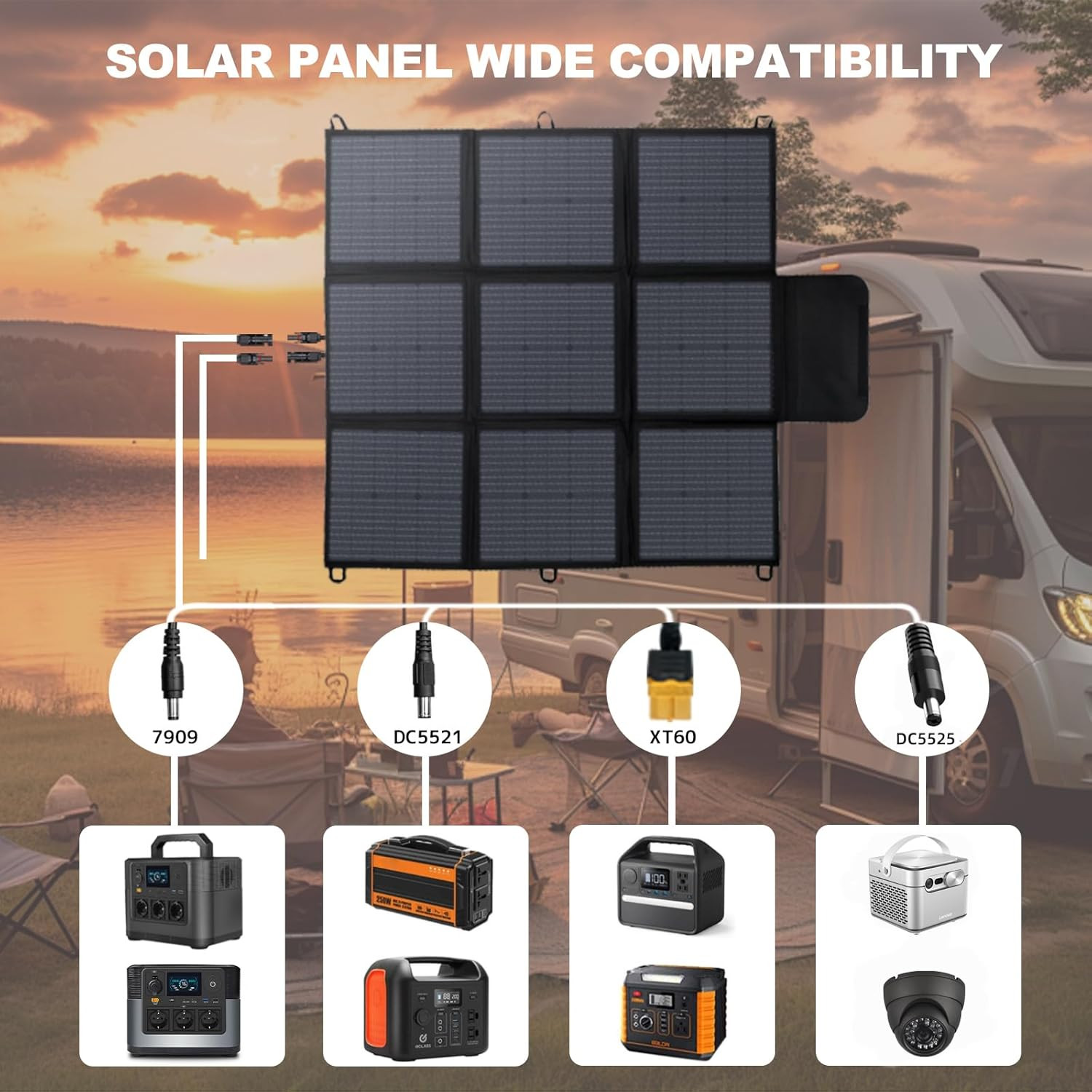 300W Portable Solar Panel, Foldable 24V, 23% Efficiency for Camping & Hiking