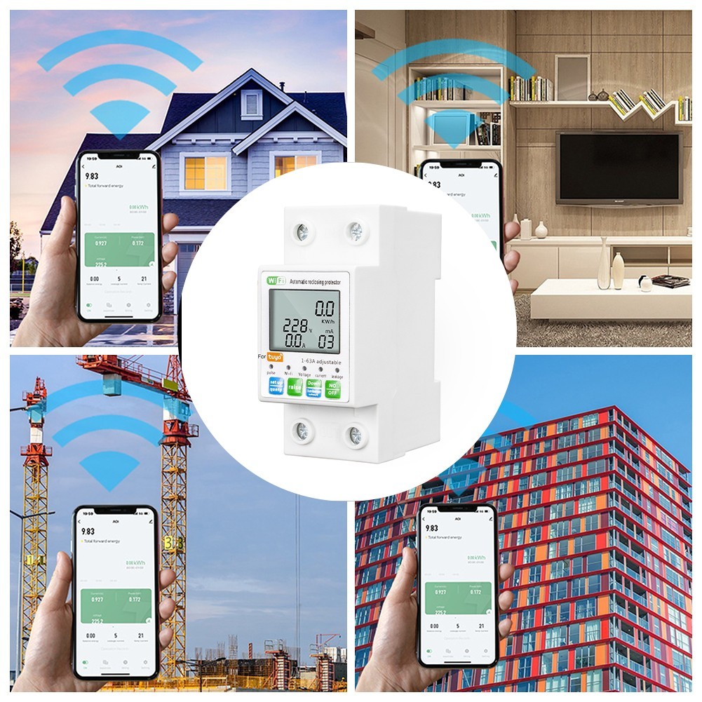 For Tuya WiFi Smart Reset Protector Switch Current Breaker Meter AC80-300V