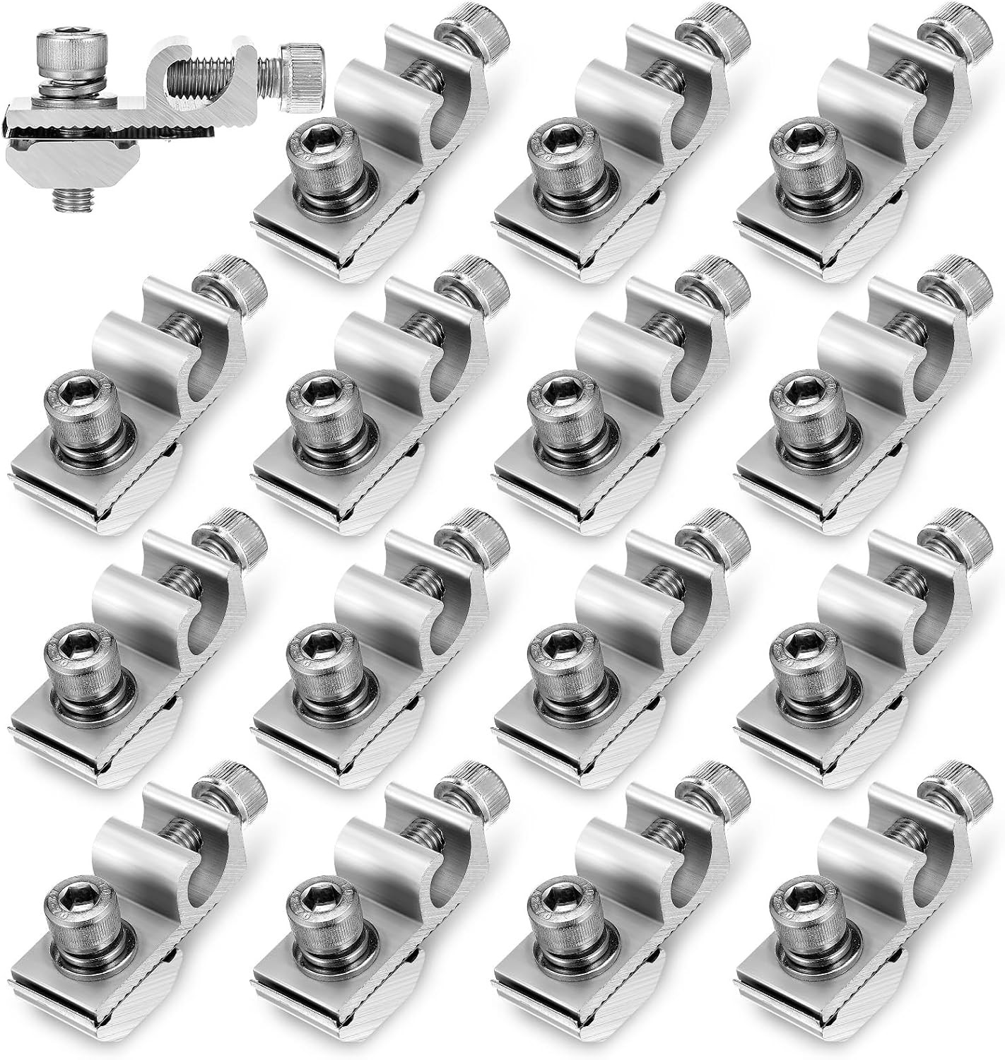 16 Pcs Solar Panel Grounding Lugs, Stainless Steel, Silver, MOUNT BRACKET