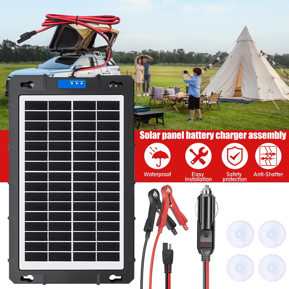 Solar Trickle Charger Maintainer 20W 12V Solar Powered Battery Charger for Car