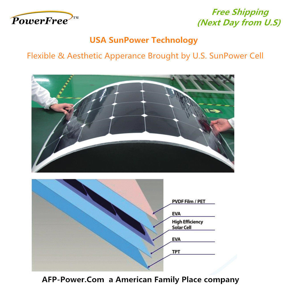 Semi-Flexible Bendable 30w 50w 100w 120w 135 Lightweight Solar Panel 12v Battery