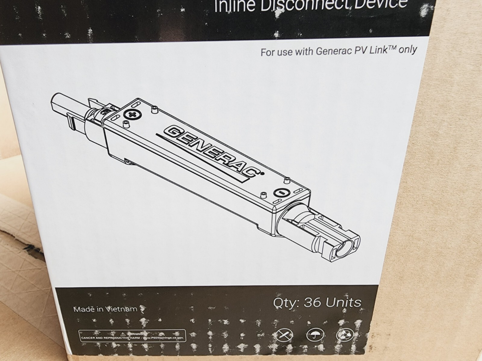 Case Lot of 36- Generac SnapRS RS802 Inline Disconnect Switch