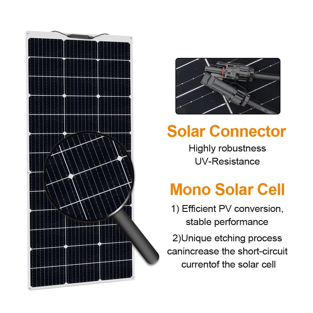 130W Watt Flexible Solar Panel 12V Charging Monocrystalline PV Modul For RV Boat