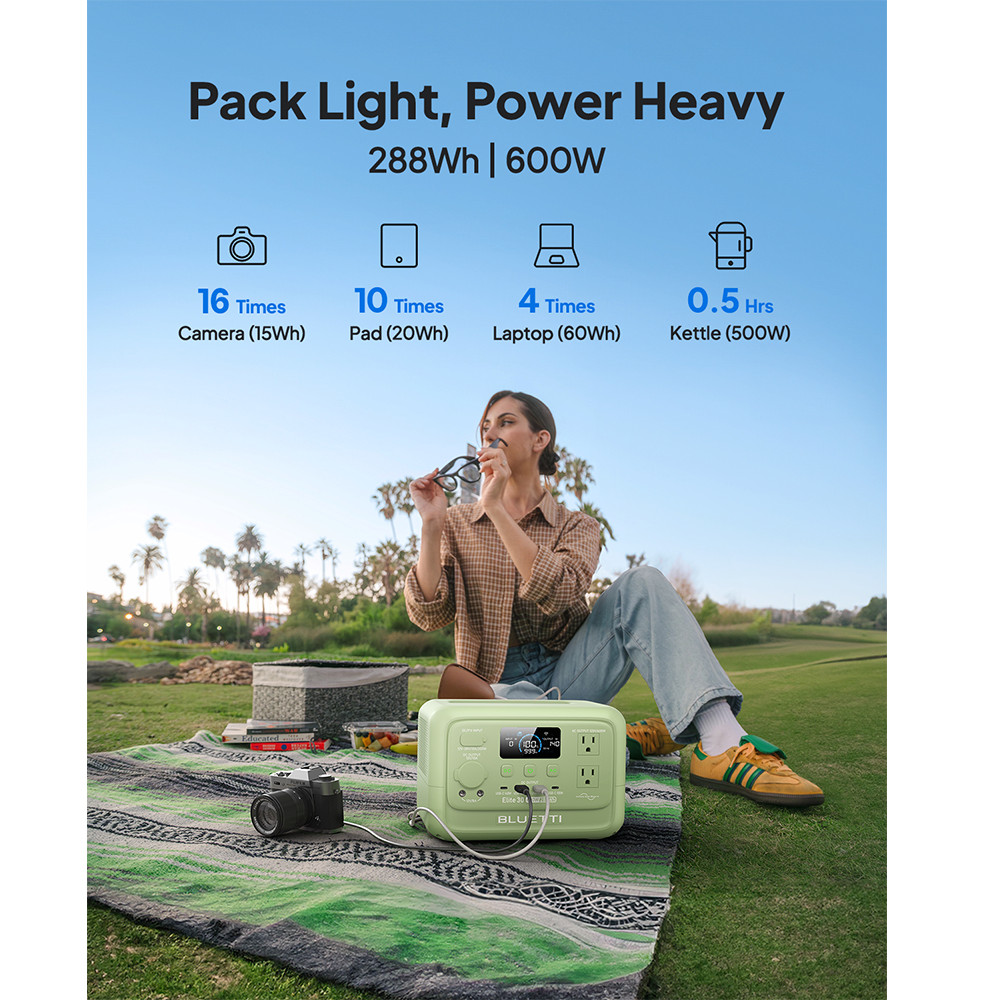 BLUETTI Elite 30 V2 288Wh 600W Portable Power Station Generator for Camping