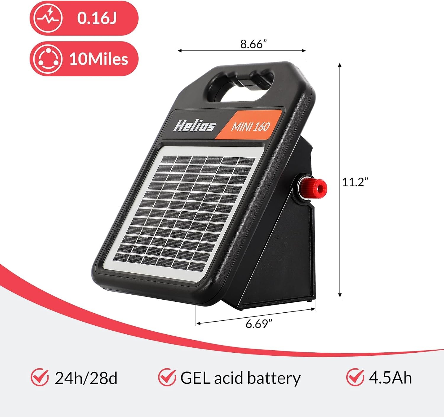 MINI160 10 Miles Portable Solar Electric Fence Charger MINI160-Rear switch