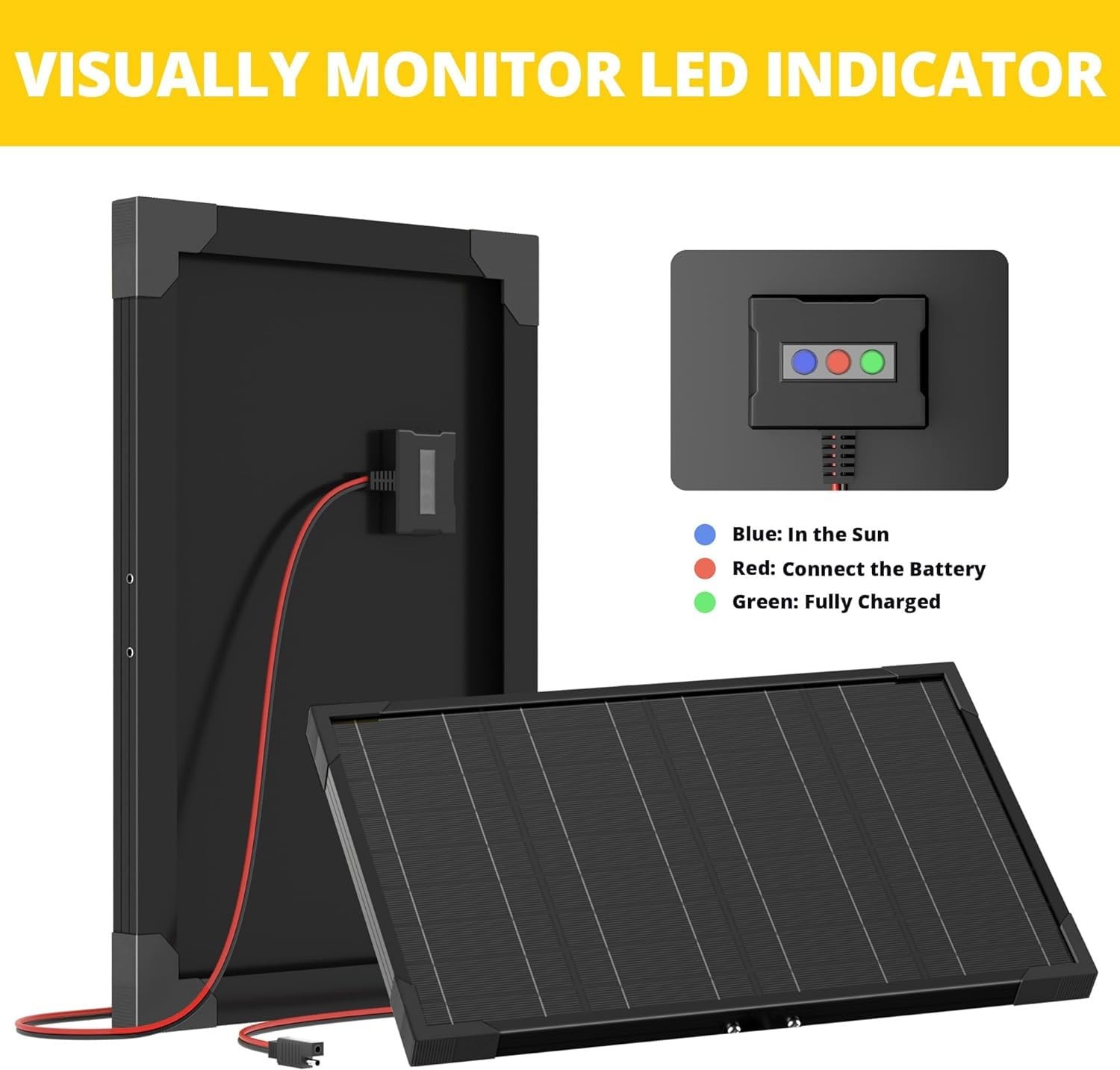 10W 12V Solar Battery Charger & Maintainer with Built-in MPPT Charge Controll…