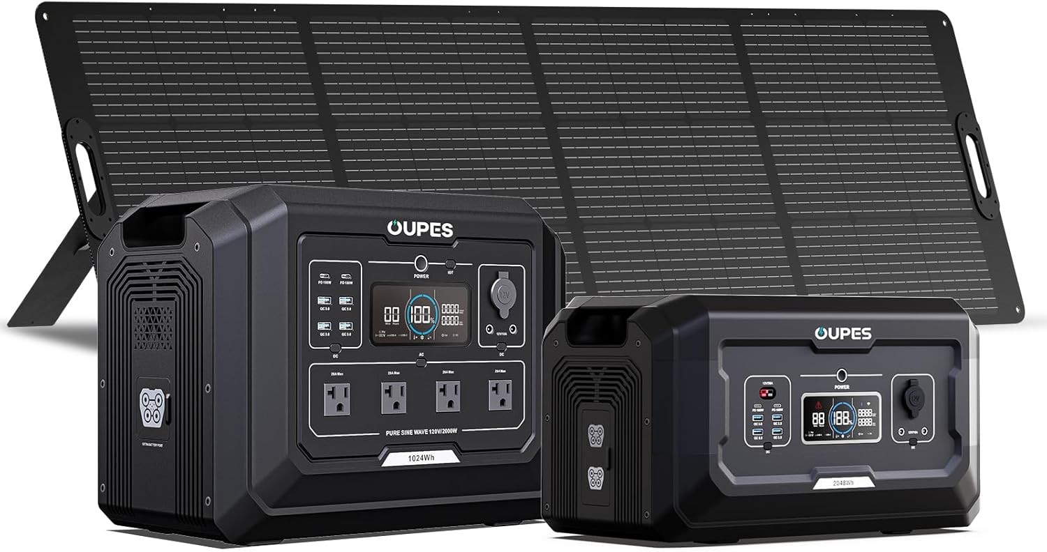 1 Portable Station 2000W (Surge 4500W)1024Wh LiFePO4 Battery, Expandable to 5kWh