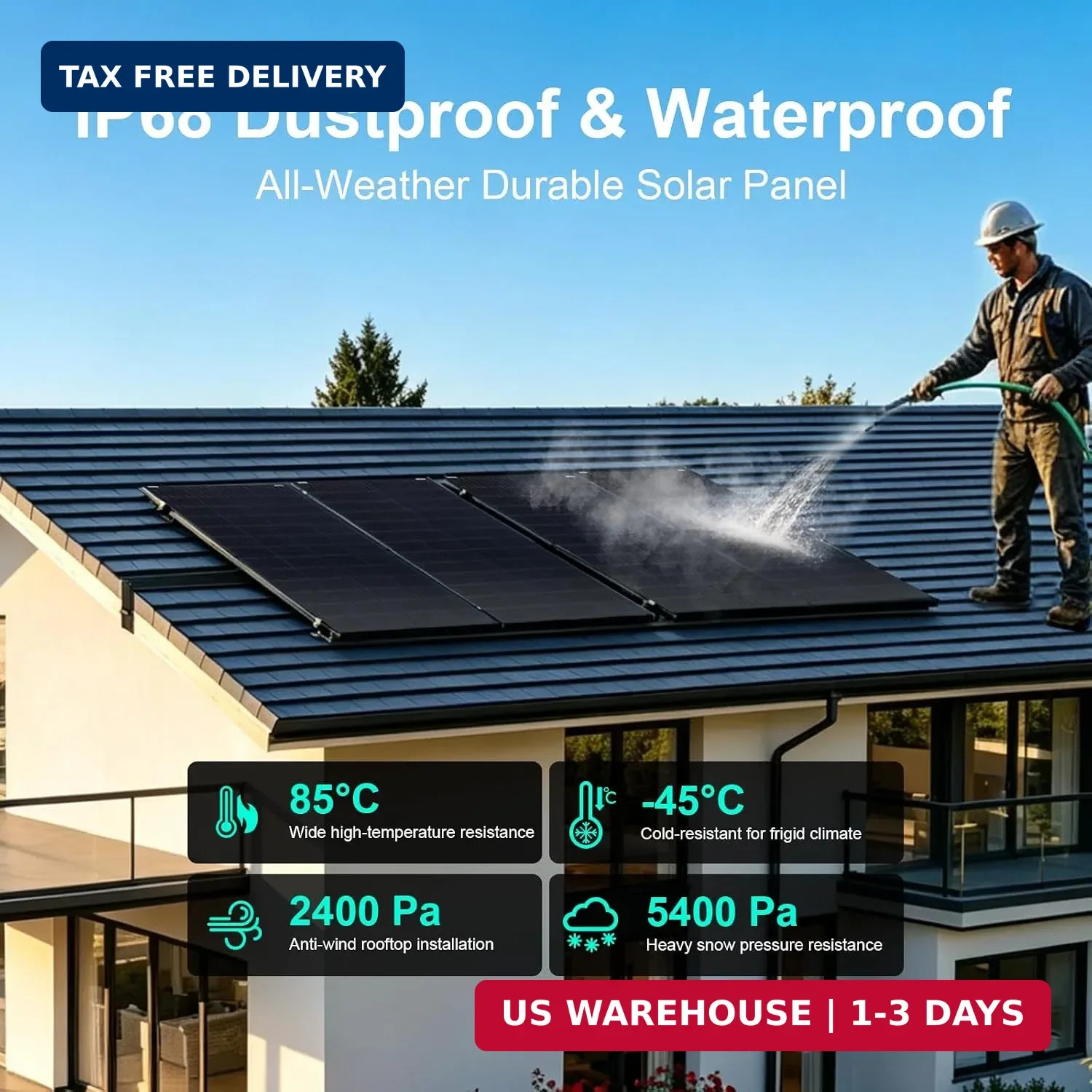 200 Watt Solar Panels N-Type 24 Volt 200W Solar Panel 16BB 25.6% High-Efficiency