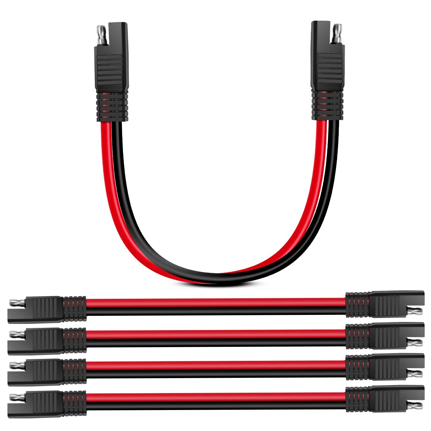 5 Pack Male to Male SAE Extension Cord 10 Gauge 12 Inch for Trickle Charging