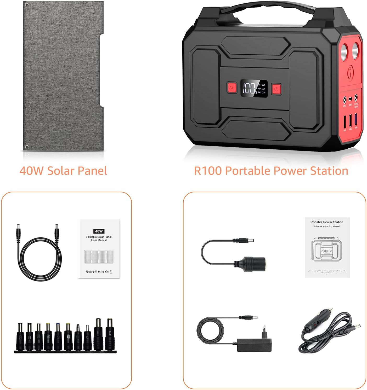 Solar Powered Generator 200W Peak/100W Rated, Portable Solar Generator Power Sta