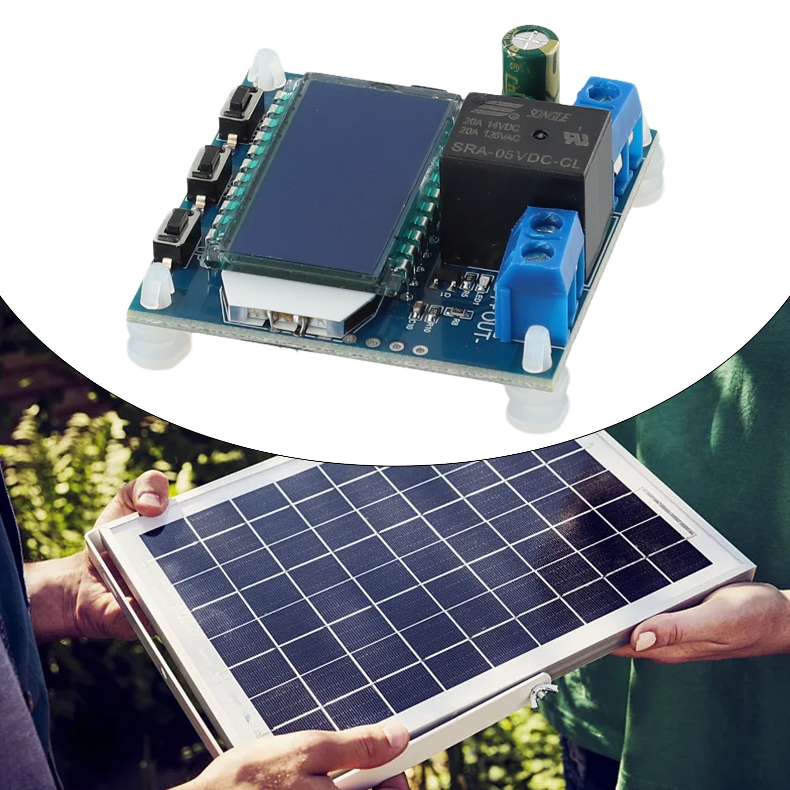 Solar Charge Controller for Batteries Adjustable Parameters LCD Screen