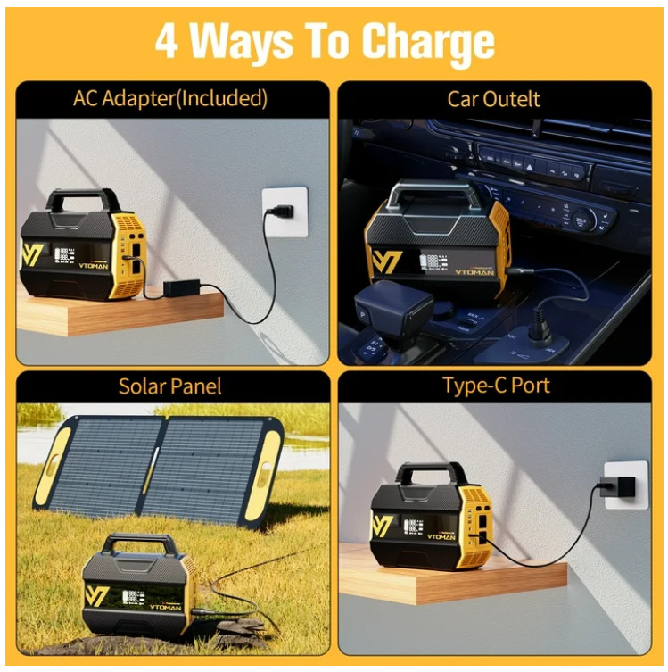REFURBISHED +18mo Warranty VTOMAN Portable Power Station 300W & 110W Solar Panel