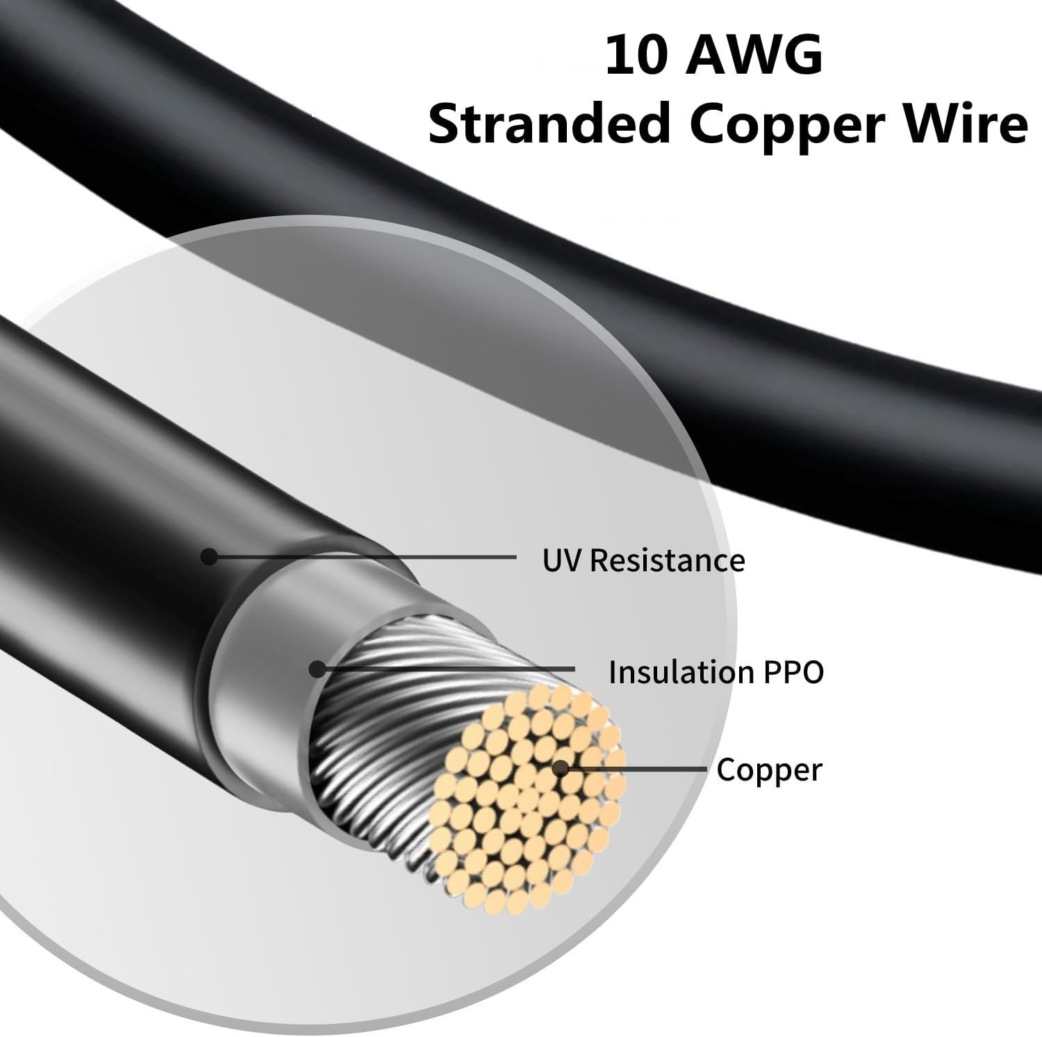 100FT 10 AWG Solar Panel Extension Cable PV Wire Solar Connectors Pair 6mm²