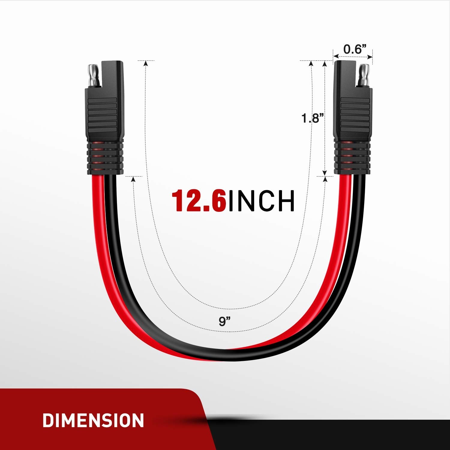 5 Pack Male to Male SAE Extension Cord 10 Gauge 12 Inch for Trickle Charging