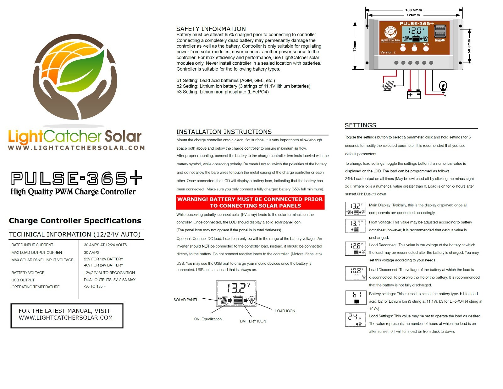 100 Watt 100W Solar Panel Kit with Solar Charge Controller 12V RV Boat Off Grid