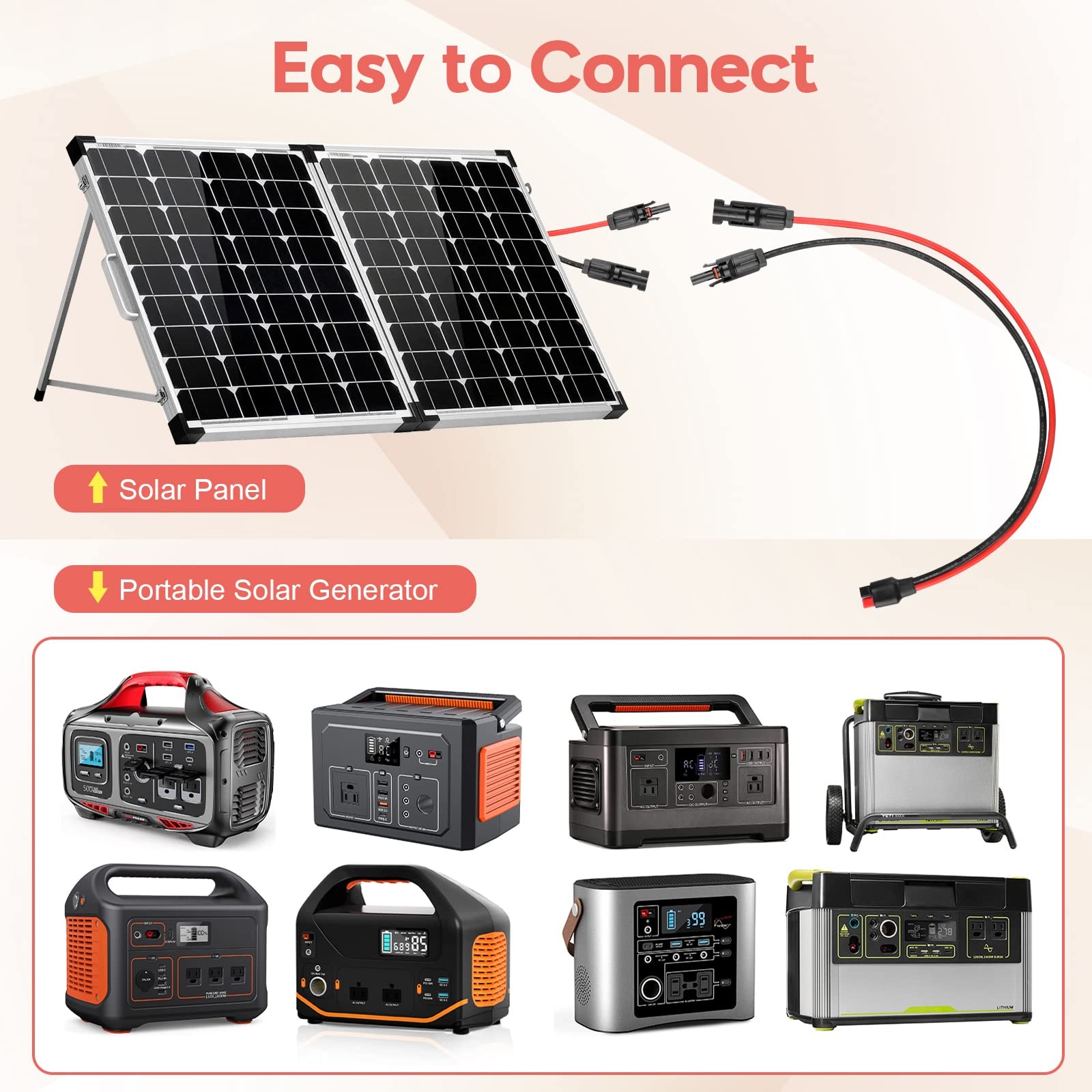 PAEKQ 10AWG Solar Panel to Anderson Connector Adapter Extension Cable,1.6FT
