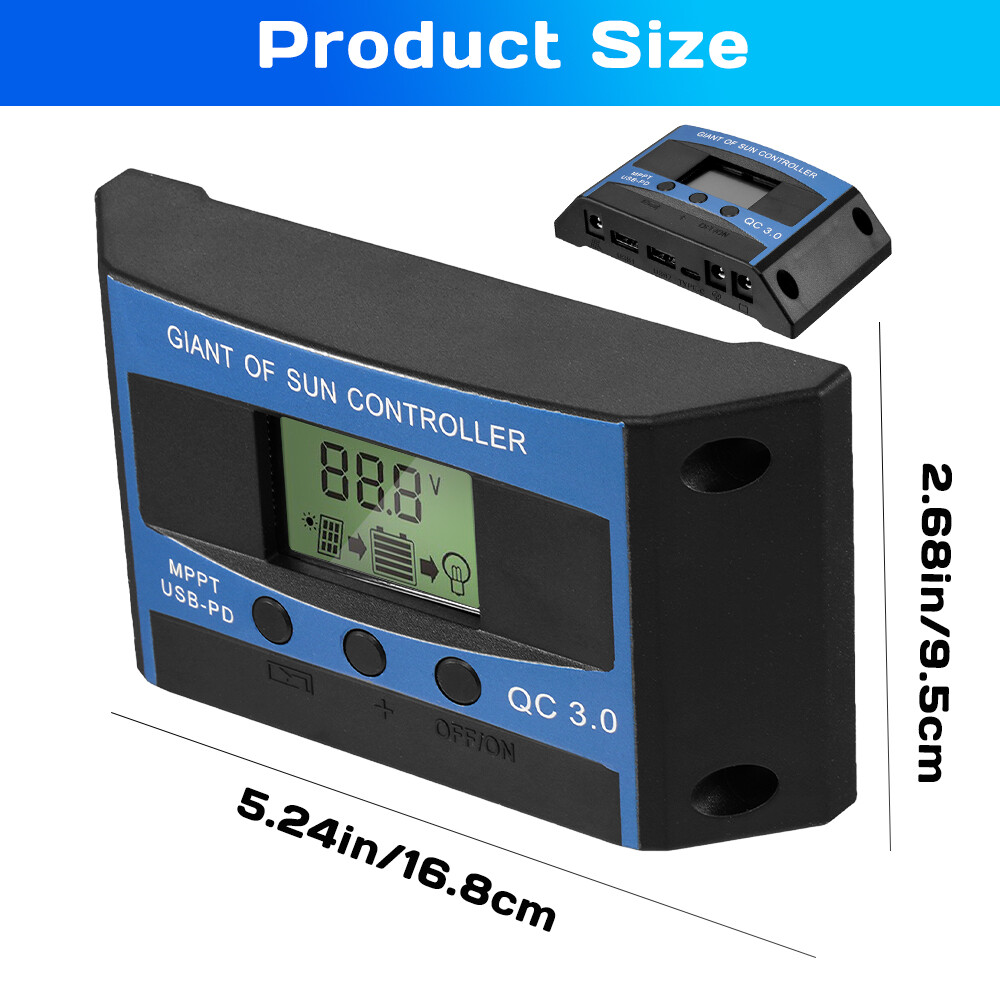 60A/100A 12V/24V/36V/48V MPPT Solar Panel PV Regulator Charge Controller LCD USB