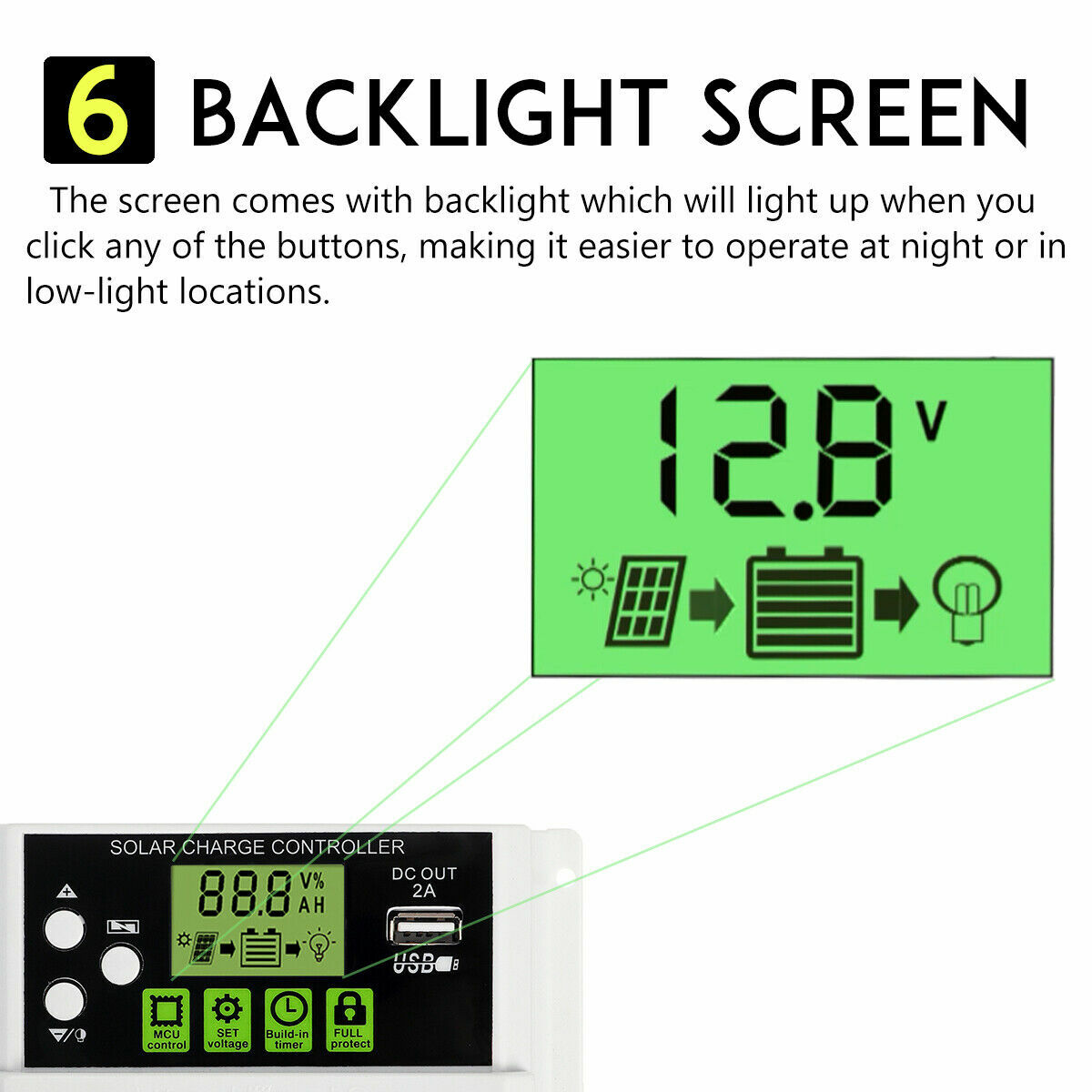 30A LCD PWM Solar Panel Charger Controller For Li-ion Lead Acid Battery 12V/24V
