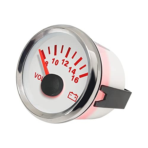 Waterproof Voltmeter Volt Meter 8-16V with Backlight 12V White+Stainless Steel