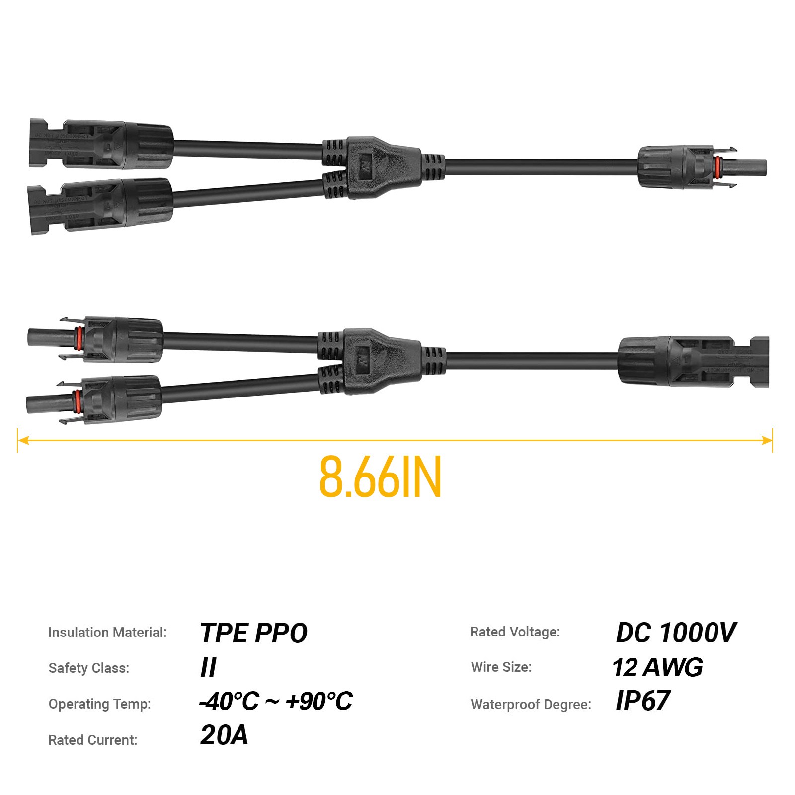 Solar Panel Y Branch Cable Connection Waterproof Adapter Connector Extension NEW