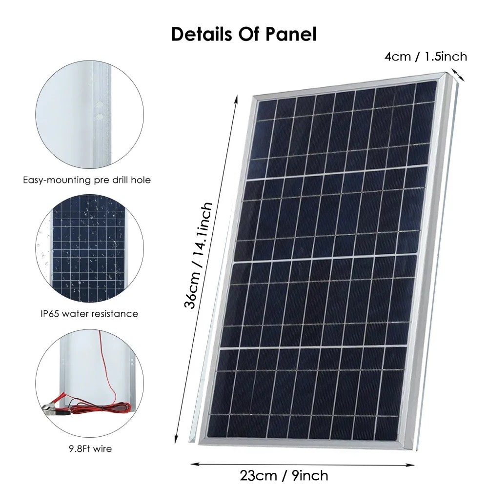 10W 18V Solar Panel Battery Charger Kit with Charge Controller Caravan Camping