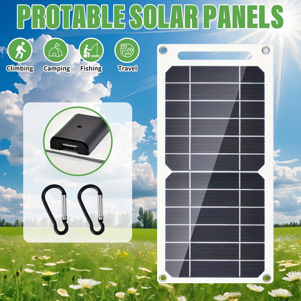 20W/10W Mini Solar Panel 5V USB Type-C Charge Portable Power Bank For Outdoor
