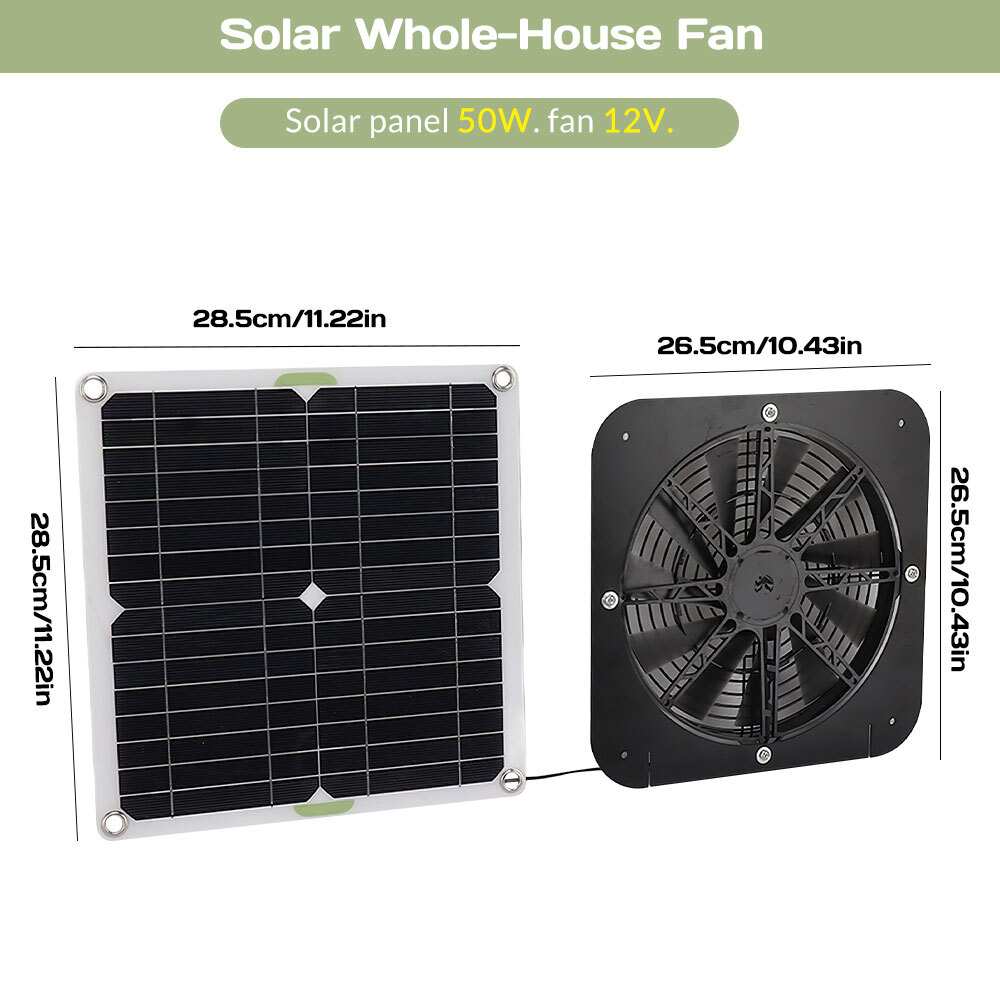 30W Solar Attic Fan Kit 14″ DC Fan with 25W Motor for Roof Vent or Chicken Coop