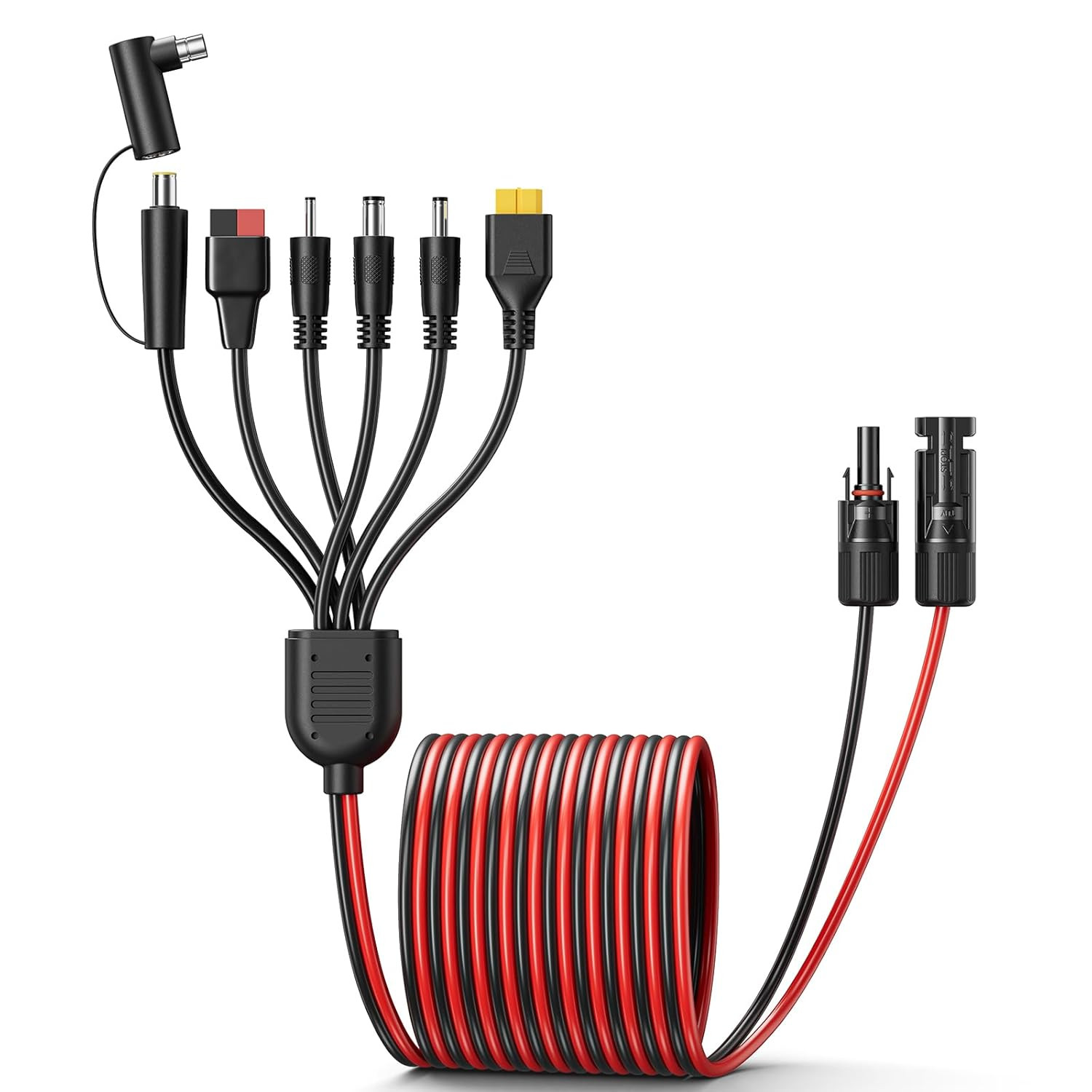 7-In-1 Solar Panel Adapter Connectors,3.6 Feet Universal 12AWG MC4 Cable to DC