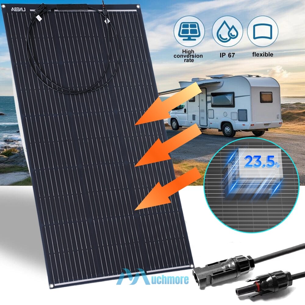 Mono Flexible Solar Panel 100W Watt w/ Controller for Camping Home Boat Rv Roof
