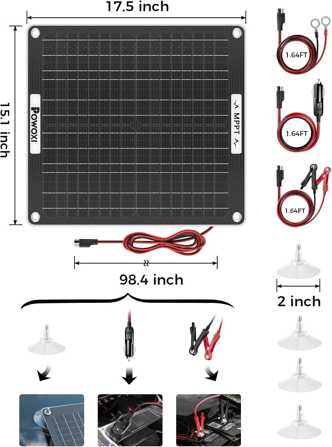 12V Solar Charger with Built-in MPPT & Hands-Free Maintenance – 30W Power