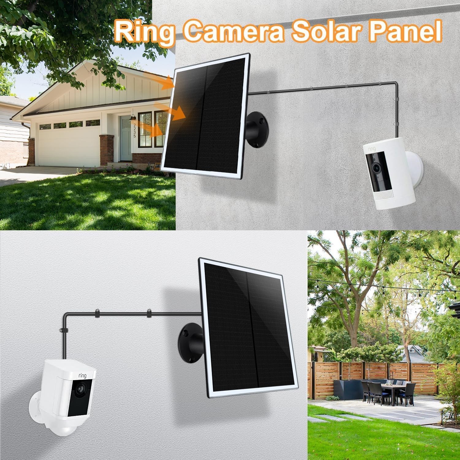 6W Solar Panel for Stick Up Spotlight Cam Plus Pro USB-C IP66 Waterproof